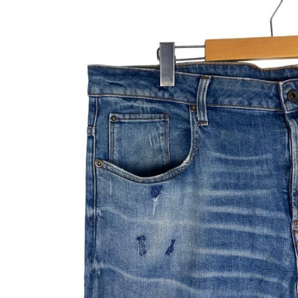 G Star Raw Men's Blue Revend Straight Restored Distressed Denim Jeans US 38 X 34 - Picture 3 of 16